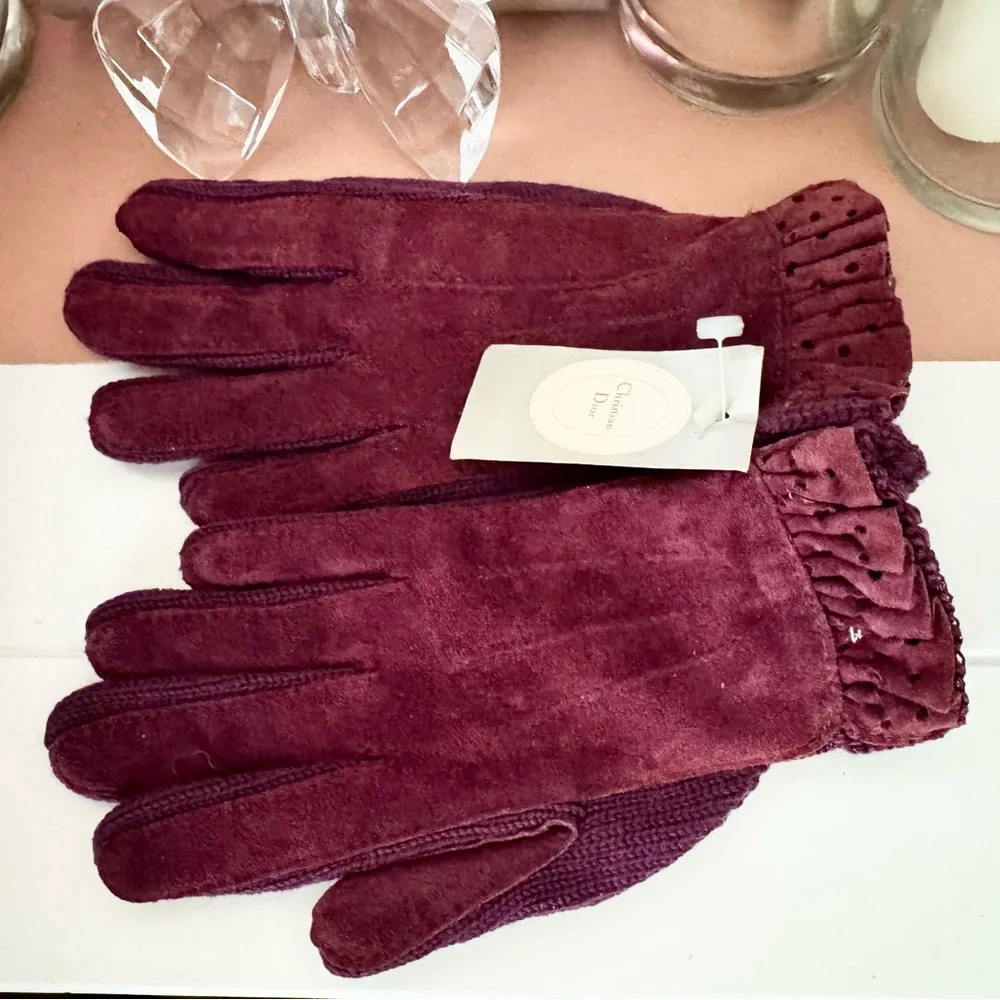 New Vintage Dior Suede & Wool Gloves